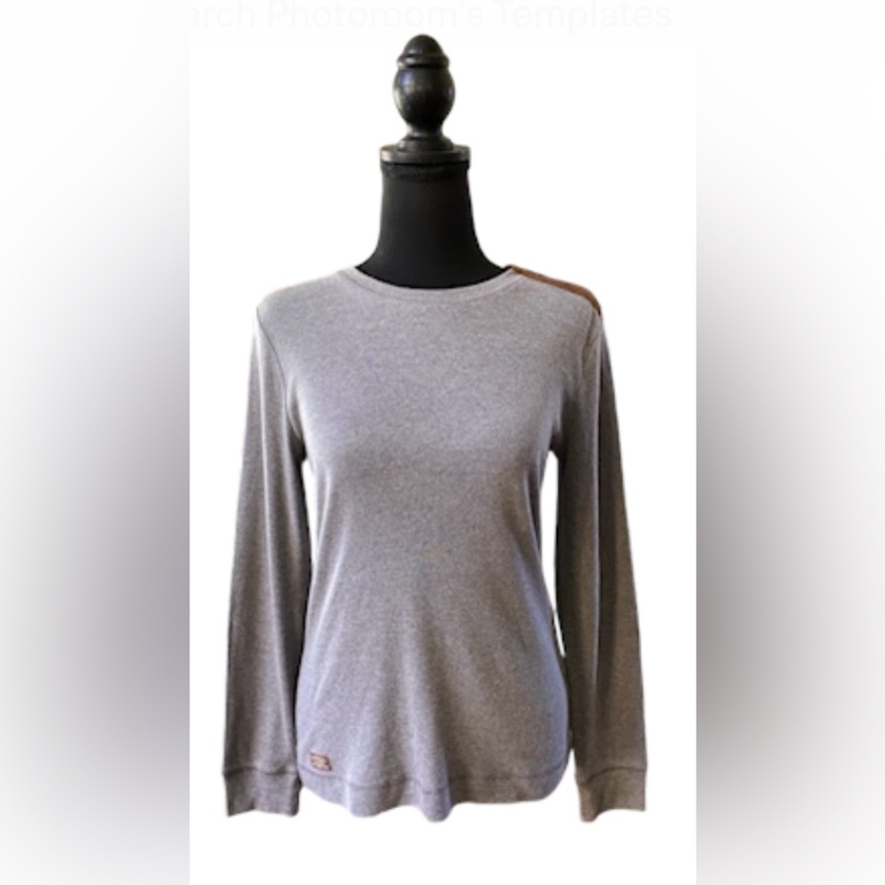 Lauren Ralph Lauren: Gray Shirt with Brown Faux Suede Elbow Patches